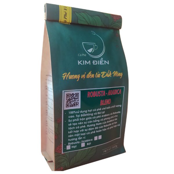 Cà Phê Phối Trộn giữa Arabica và Robusta – 500g – CÓ phối trộn Theo Yêu Cầu – Cà Phê Mộc Nguyên Chất KIM ĐIỀN